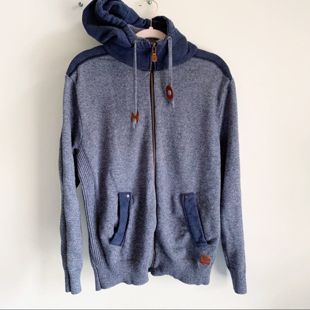 Buffalo David Bitton Heathered Navy Zip-Up Hoodie